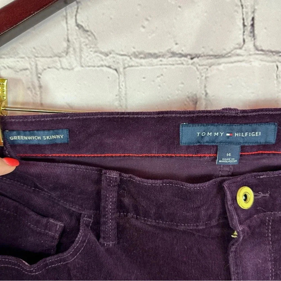 tommy hilfiger dark purple plum corduroy greenwich skinny pants sz 14 - Picture 3 of 9